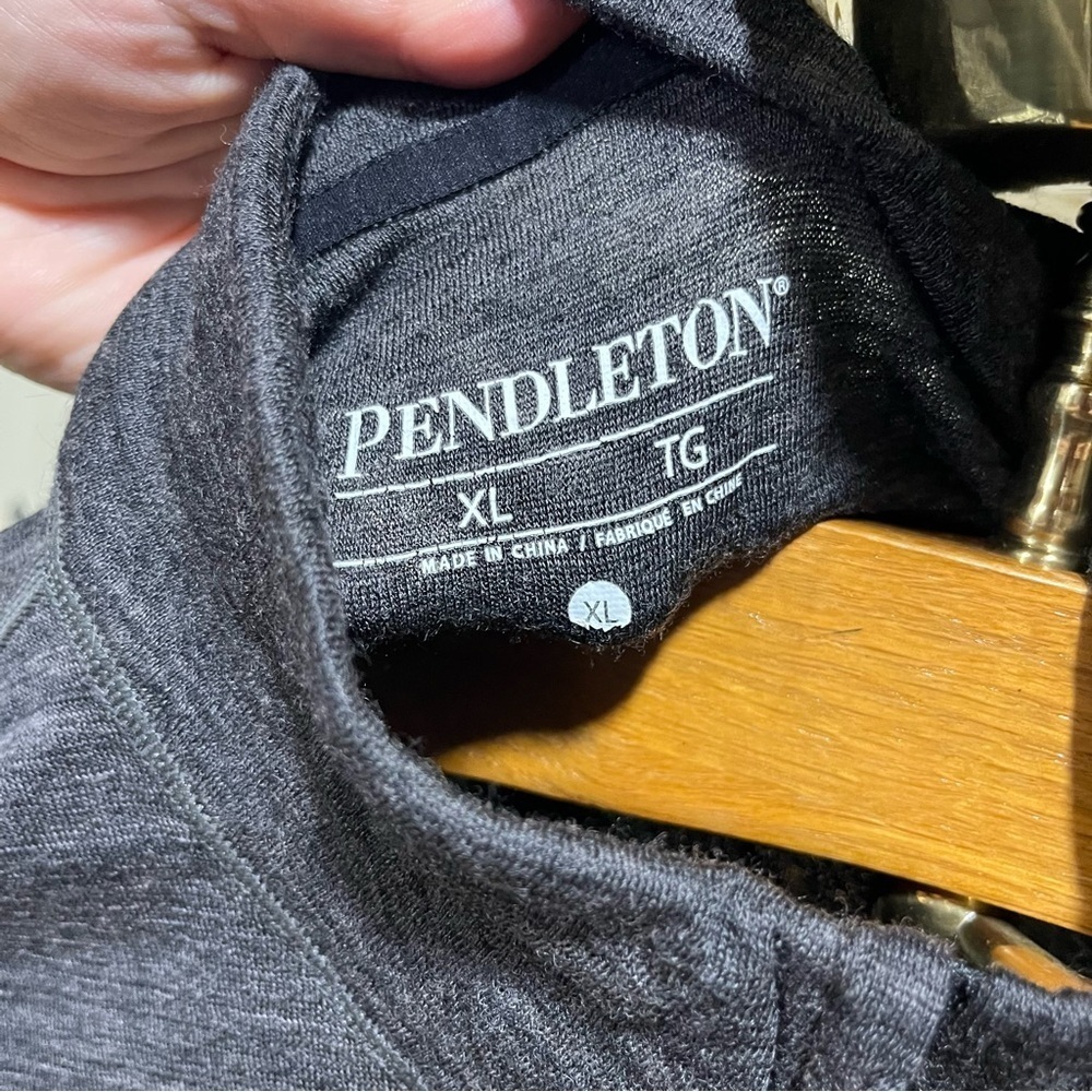Pendleton Charcoal Wool Blend Base Layer 1/4 Zip Sweater Hiking Outroor Camping - Picture 7 of 11